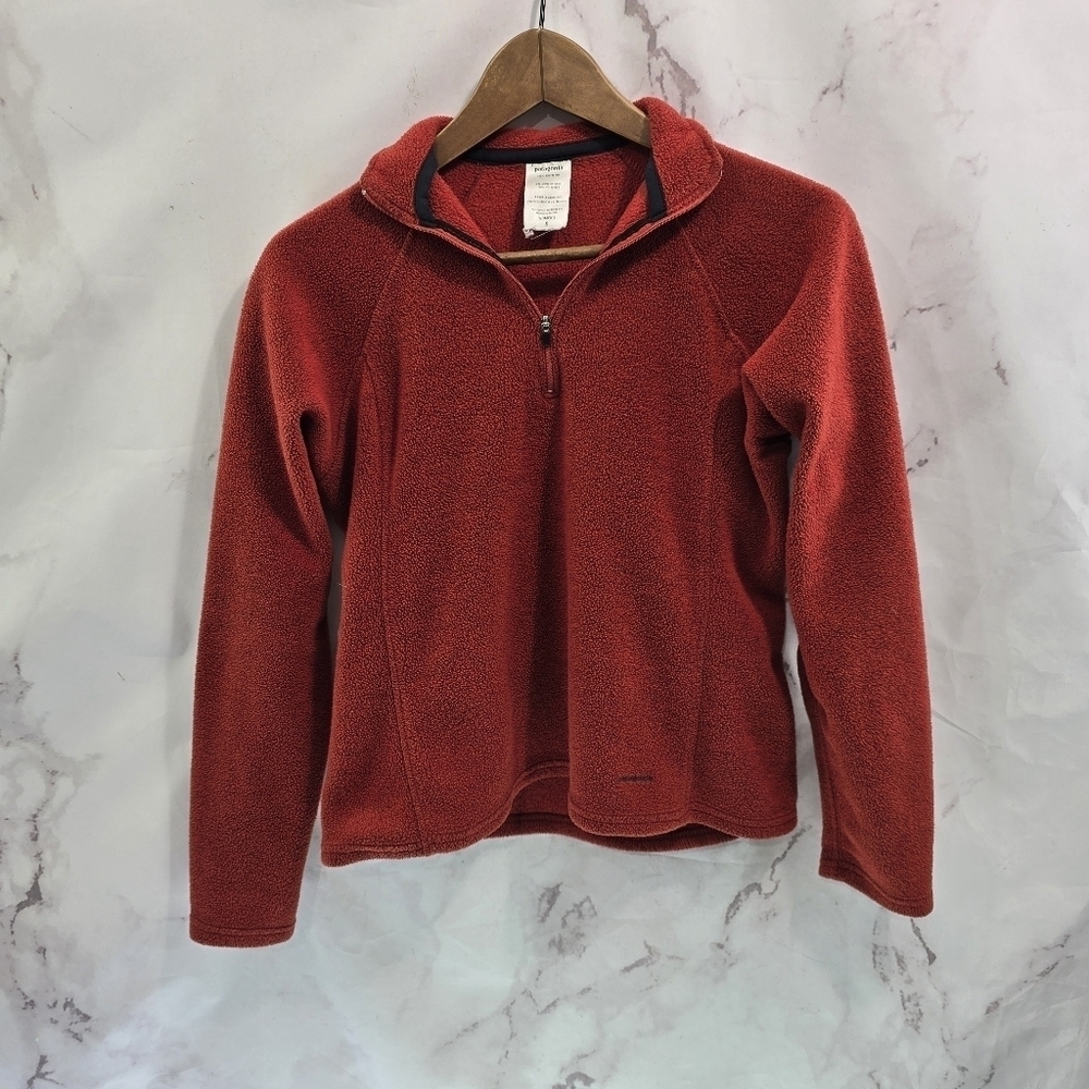 Patagonia Pullover Womens XS Burnt Orange Rust Fleece Quarter Zip Vintage Y2K